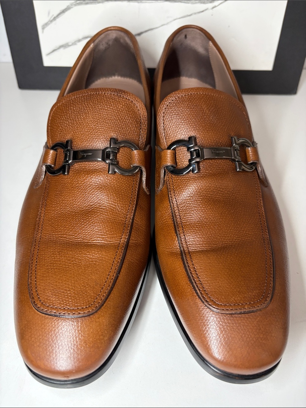 Salvatore Ferragamo Ree Gancini Pebble Calf Leather Loafers Men’s Size US 9.5 E - Picture 5 of 16